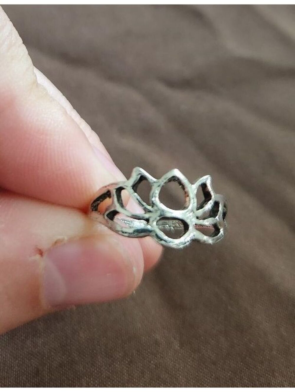 Fashion Jewelry Silver Tone Lotus Flower Ring Size 5